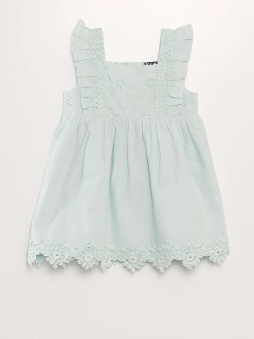 VESTIDO CON BORDADOS  AZUL