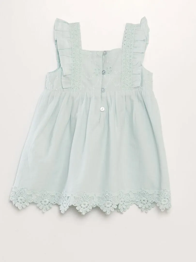VESTIDO CON BORDADOS  AZUL