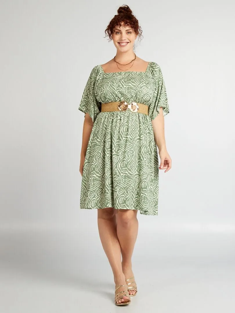 VESTIDO CORTO CON ESTAMPADO  VERDE