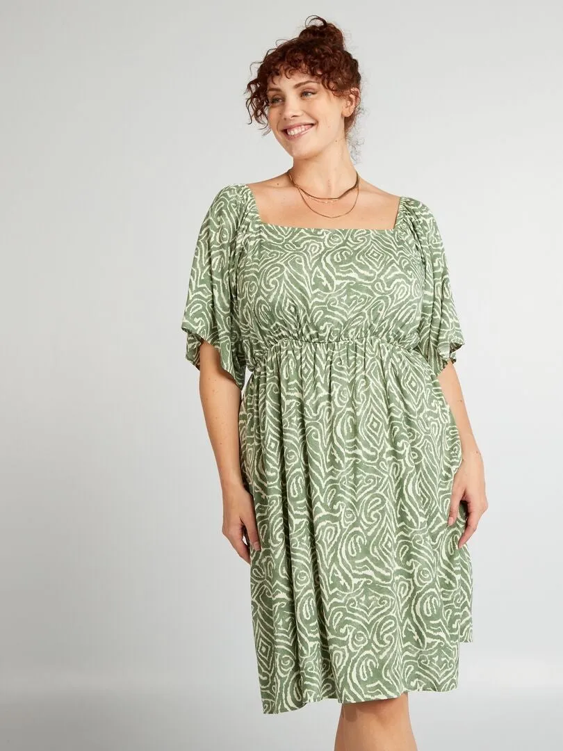 VESTIDO CORTO CON ESTAMPADO  VERDE