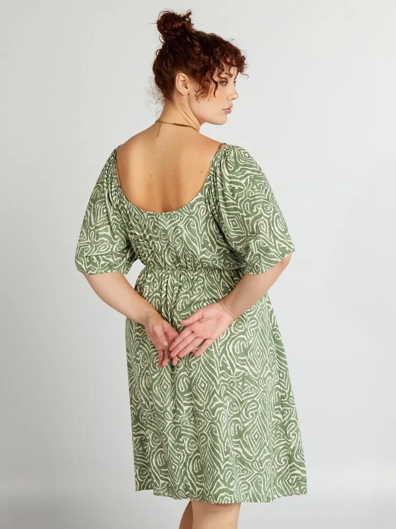 VESTIDO CORTO CON ESTAMPADO  VERDE