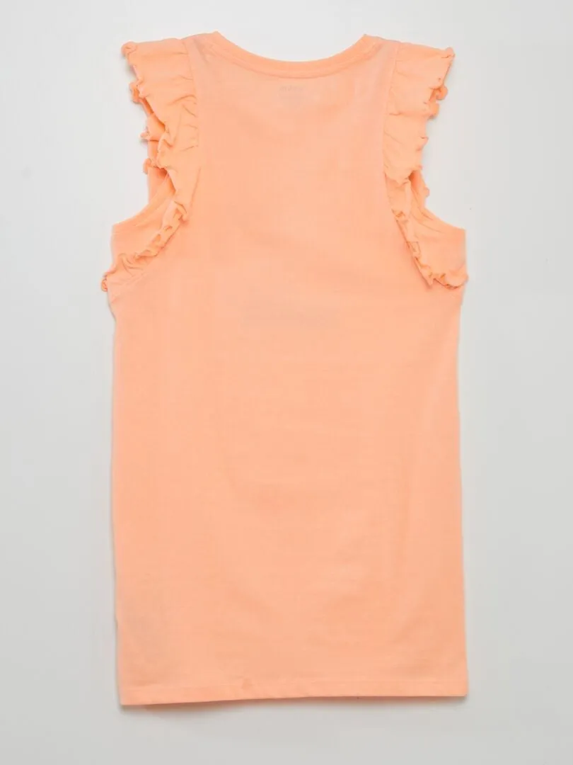 VESTIDO DE PUNTO CON VOLANTES EN LAS MANGAS  GRAFIK EDITION  NARANJA