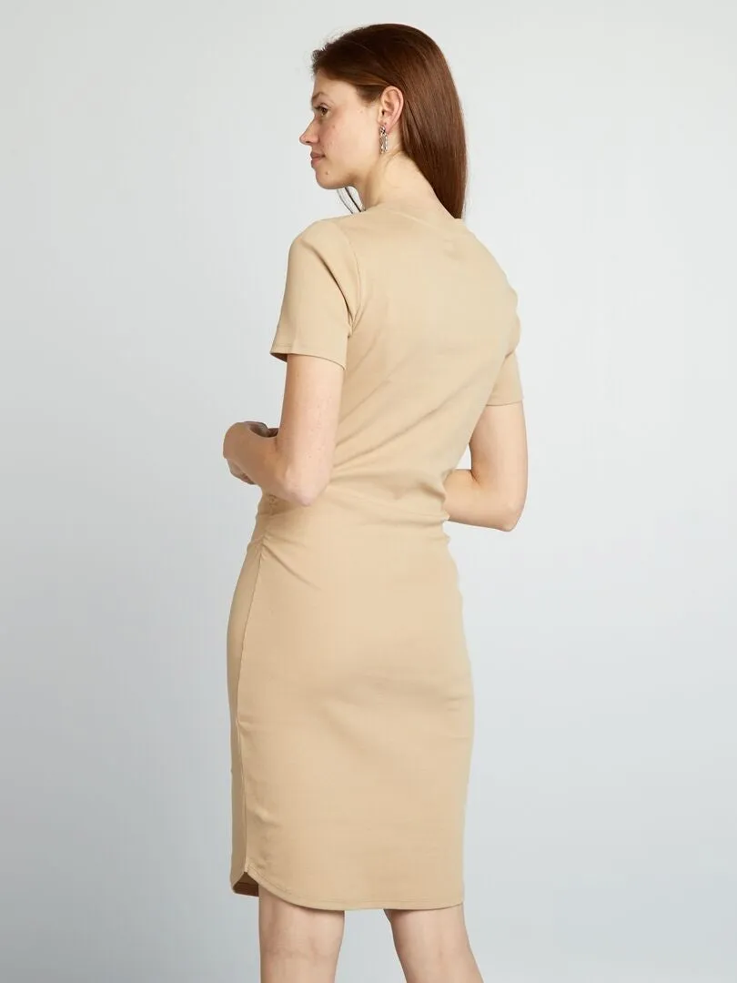 VESTIDO DE PUNTO DE CANALé  BEIGE