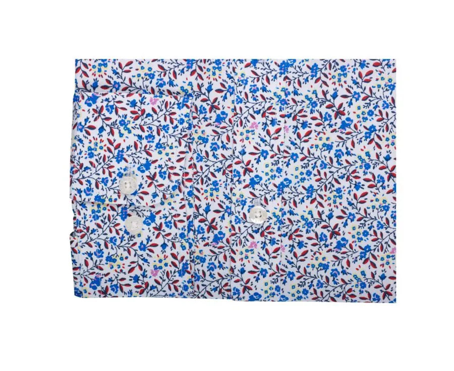 WHITE COTTON SHIRT WITH BLUE AND RED FLOWERS  NOÉBERT